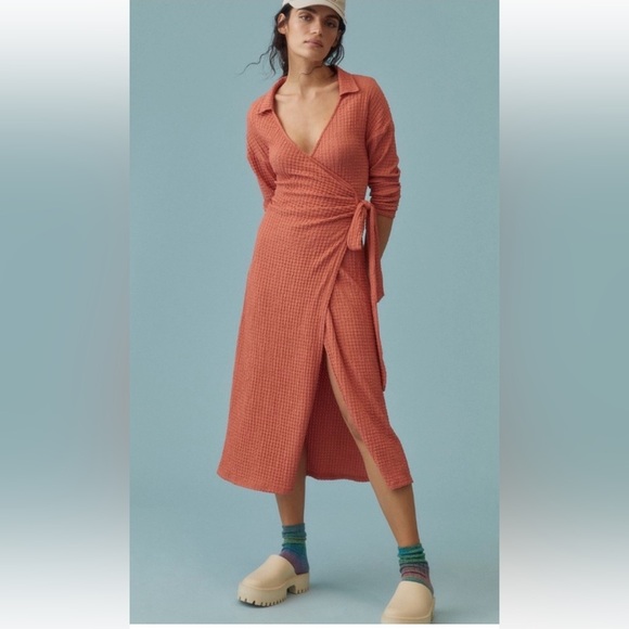 Anthropologie Terracotta Wrap Dress - Picture 3 of 9